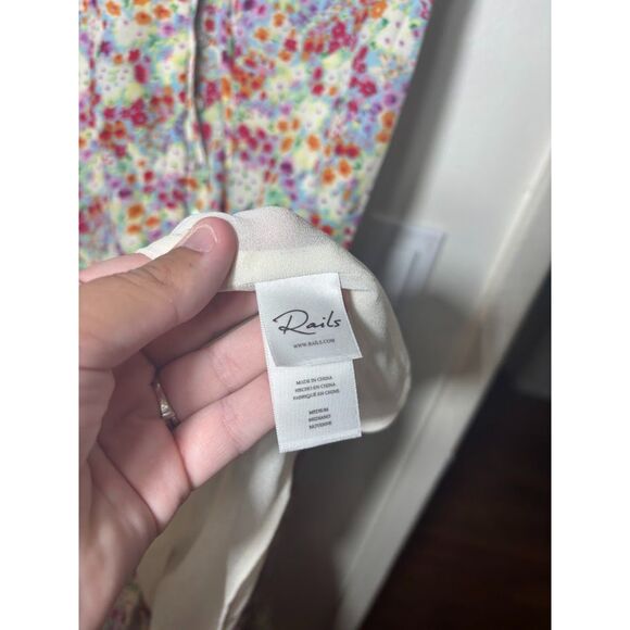 Rails Frida Floral Asymmetric Hem Dress Size Medium White Pink Sundress Feminine - Picture 5 of 7